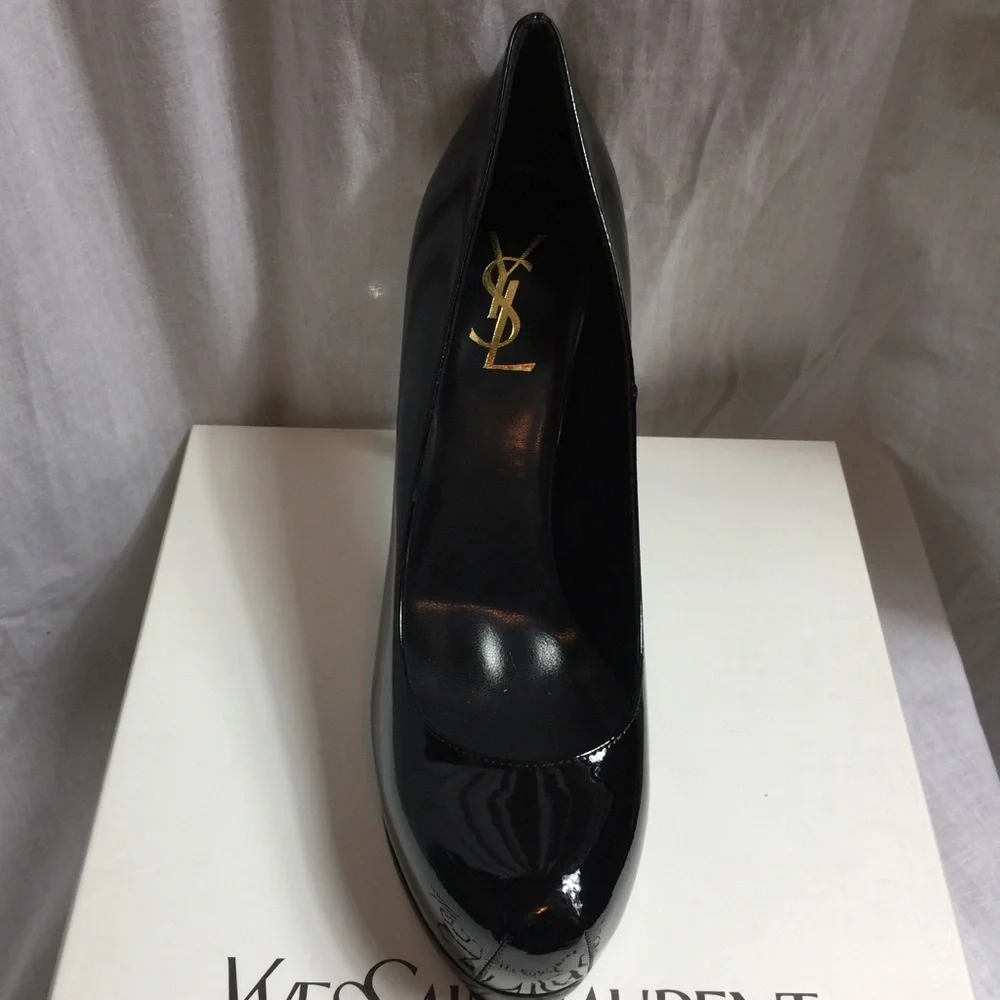 YSL Saint Laurent Black Patent Tribute Pumps 8. - Picture 4 of 10